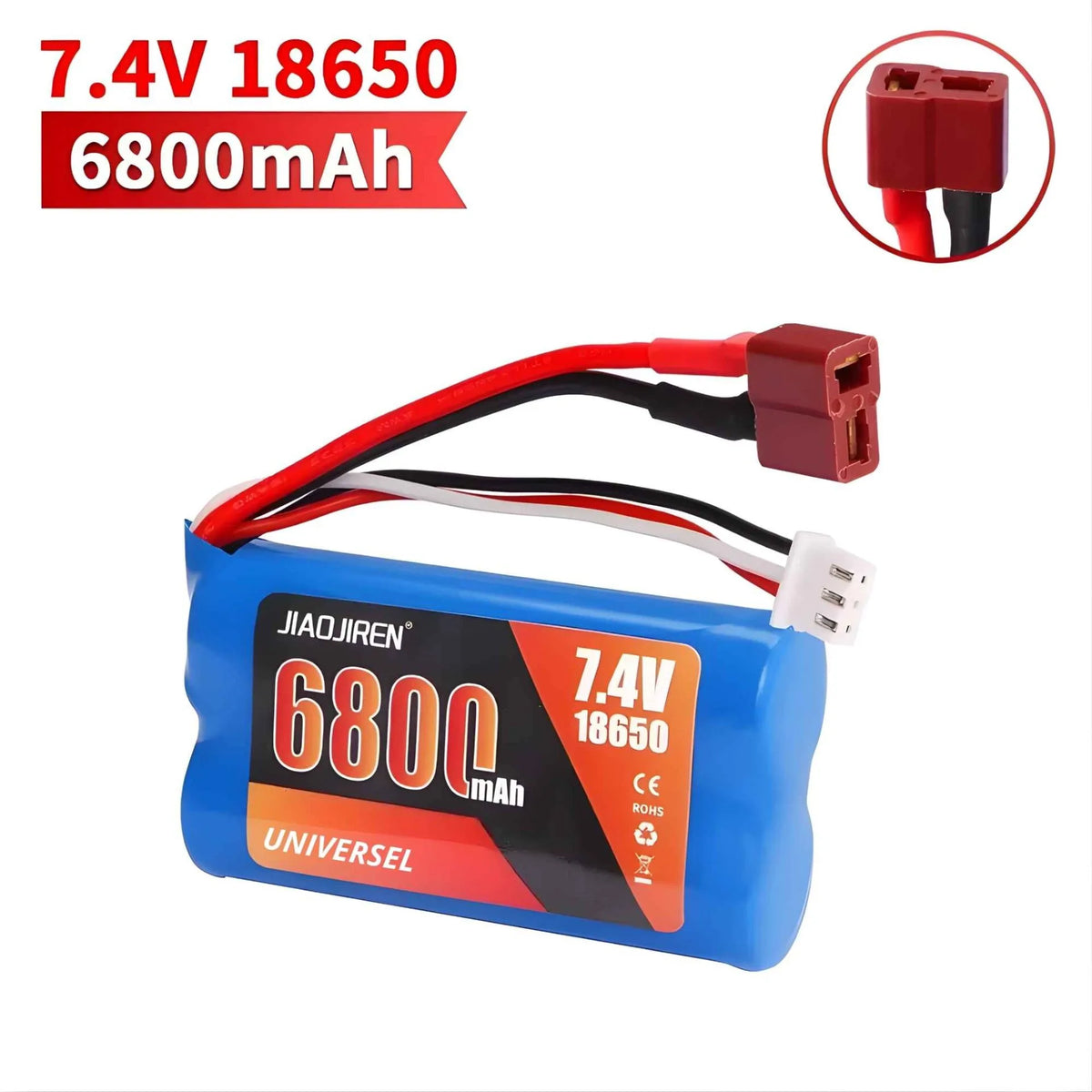 Bateria universal 7.4v 6800mah conector deans