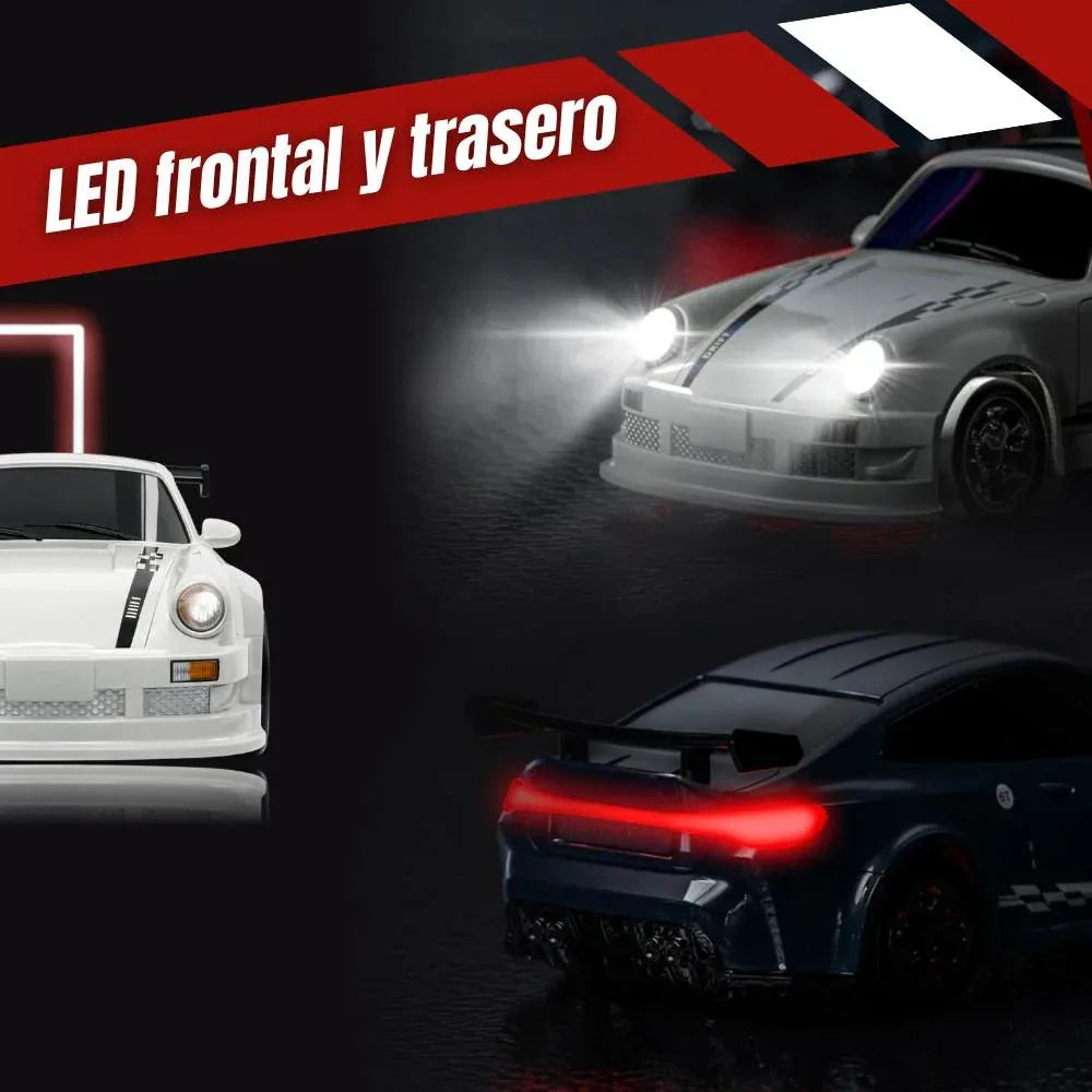 Mini coche RC drift con luces LED delanteras y traseras