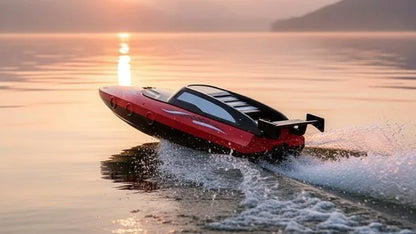 Hydro racer 33 rojo atardecer lago
