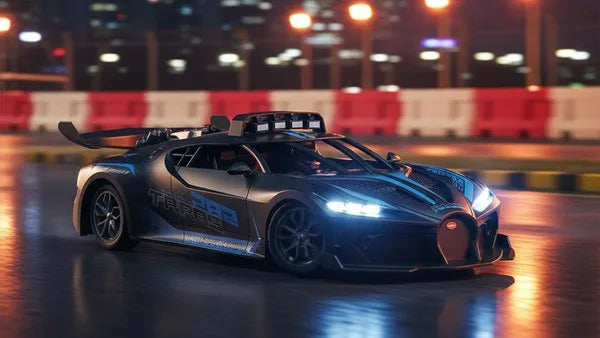Hypercar 118 negro accion noche ciudad