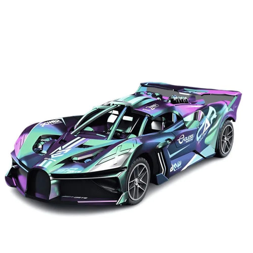 Coche teledirigido Hypercar 1:18, vista de estudio sobre fondo blanco