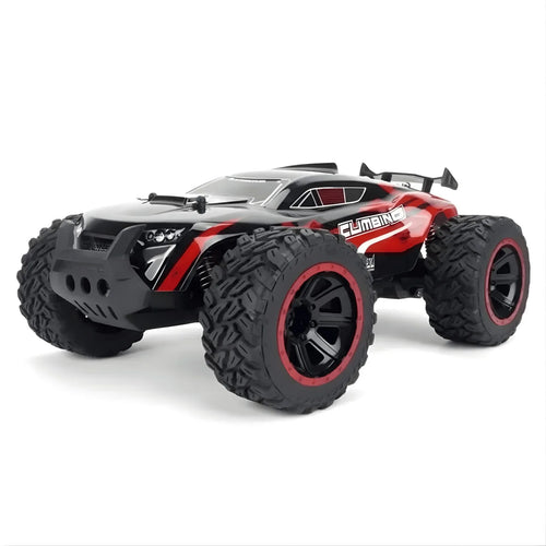Coche RC Cheetah crawler 4x4 escala 1:14, versión roja y negra, vista frontal tres cuartos