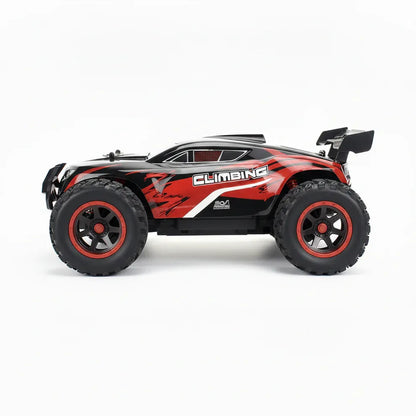 Coche RC Cheetah crawler 4x4 escala 1:14, versión roja y negra, vista lateral